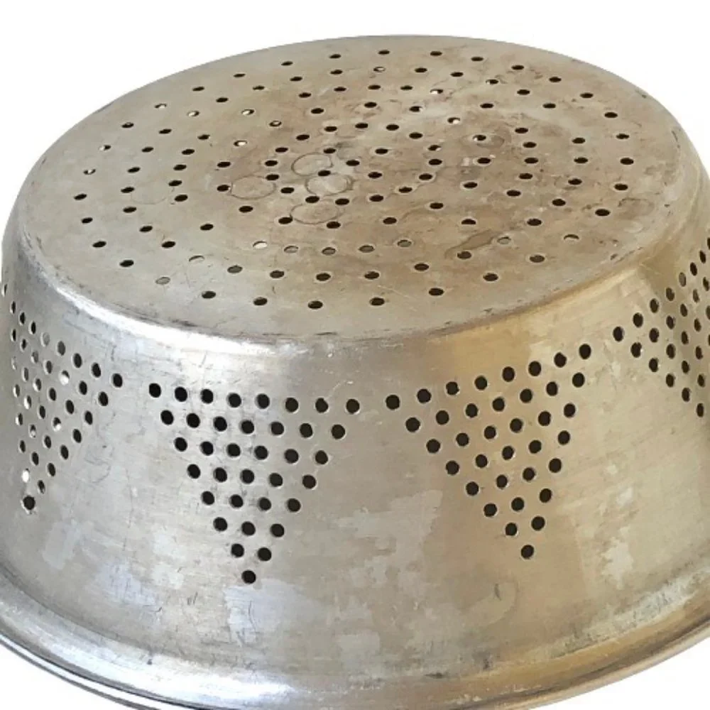 Aluminum Colander Basket Strainer Cooking Kitchen Utensil Vintage USED